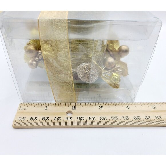 Gold Votive Gift Set Two Candle Centerpiece Accents New In Box - Picture 5 of 6
